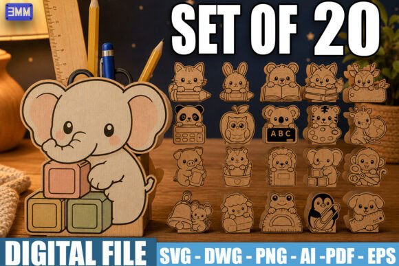 Download Cute Animal Pen Holder SVG Bundle - Holder Collection
