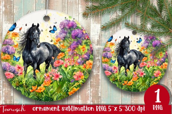 Download Watercolor Horse Ornament Sublimation - Horse ornament Collection