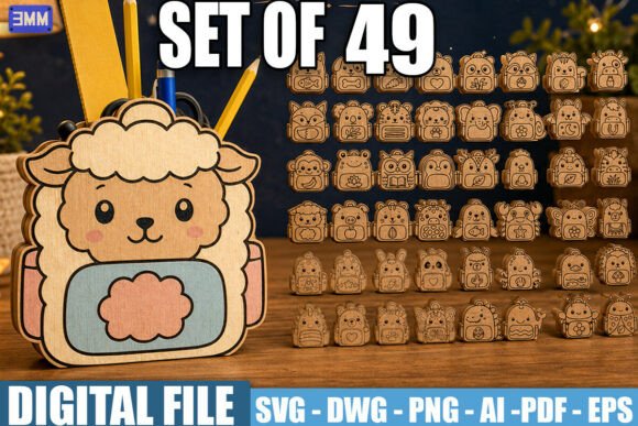 Download Cute Animal Pen Holder SVG Bundle - Holder Collection