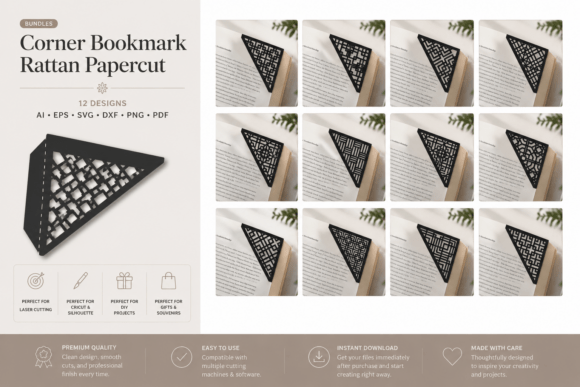 Download Corner Bookmark Rattan Papercut BUNDLES - Papercut Collection