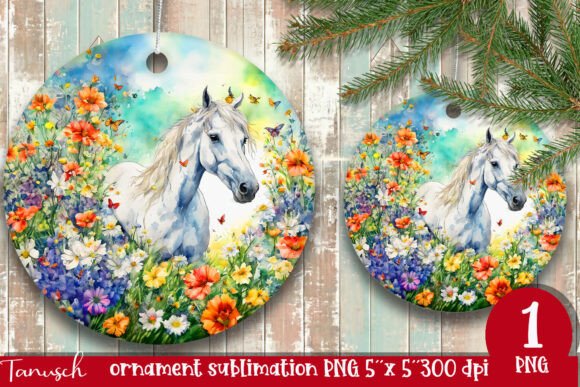 Download Watercolor Horse Ornament Sublimation - Horse ornament Collection