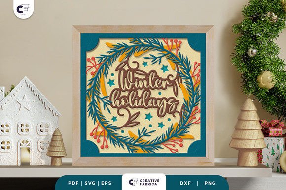 Download Christmas Red Berries Wreath 3D Papercut - Papercut Collection
