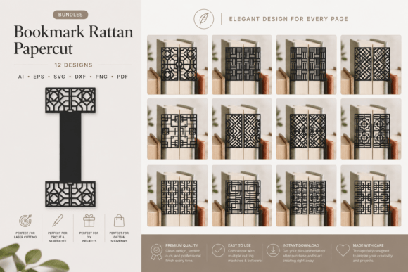 Download Cutout Bookmark Rattan SVG Papercut BUND - Papercut Collection