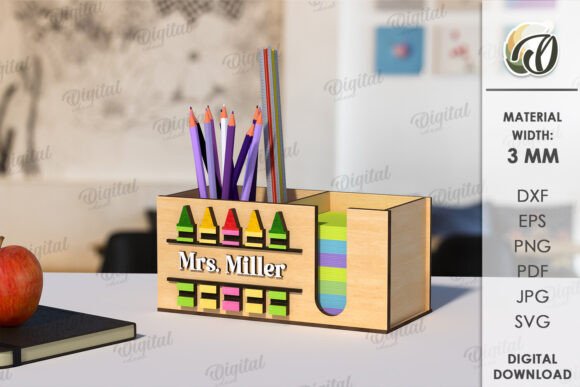 Download 3D Teacher Pencil Holder Laser Cut - Holder Collection